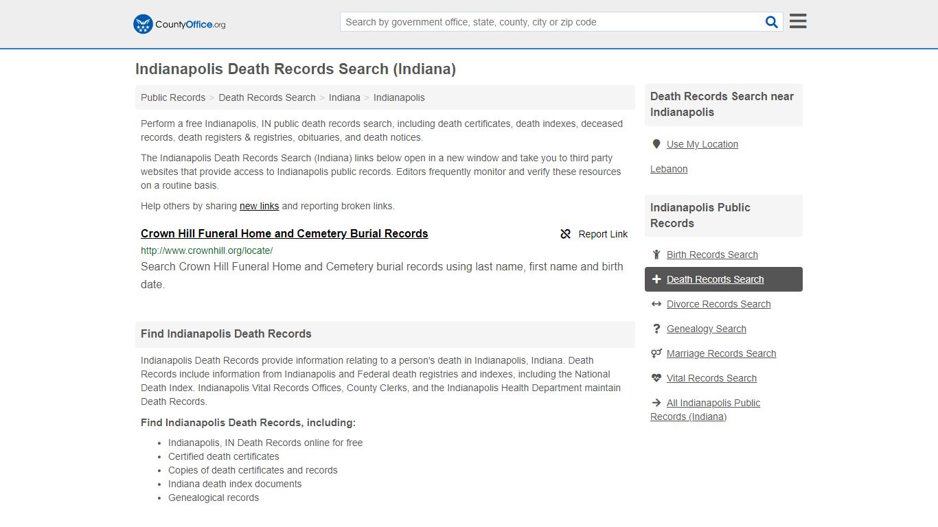 Death Records Search - Indianapolis, IN (Death ...
