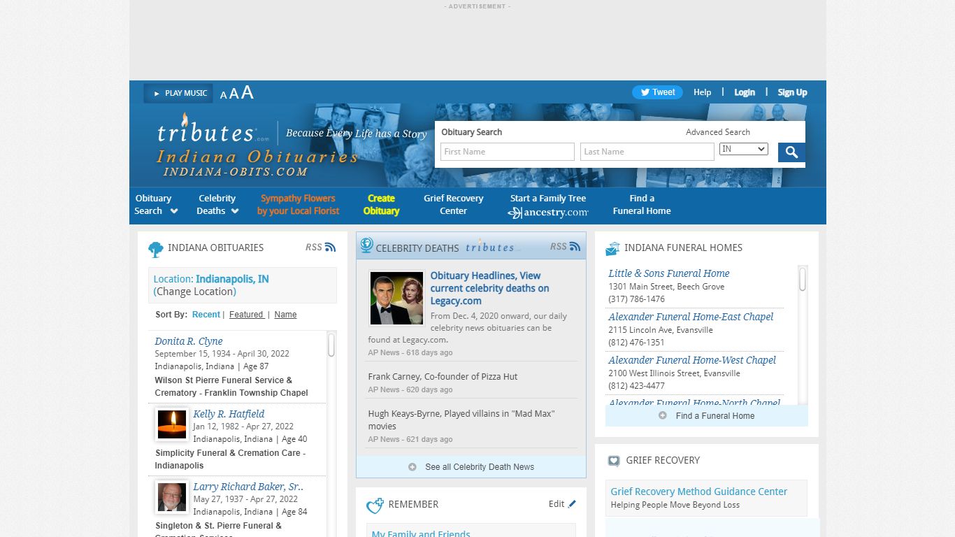 Indiana Obituaries - Latest Obituaries in Indianapolis Indiana